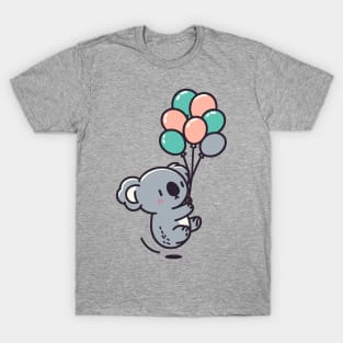 Cute koala bear with balloons, birthday greeting card design, koala lovers T-Shirt